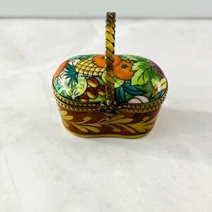 Authentic Limoges Picnic Basket Box Peint Main | Fruit Interior France Collectib